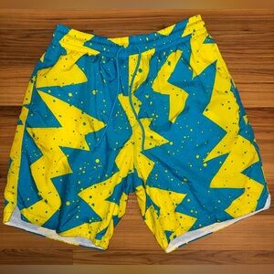 Nike Jordan Jumpman 9” Poolside Shorts XL Blue Yellow Retro Swim Athletic